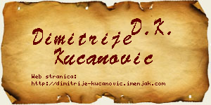 Dimitrije Kucanović vizit kartica
